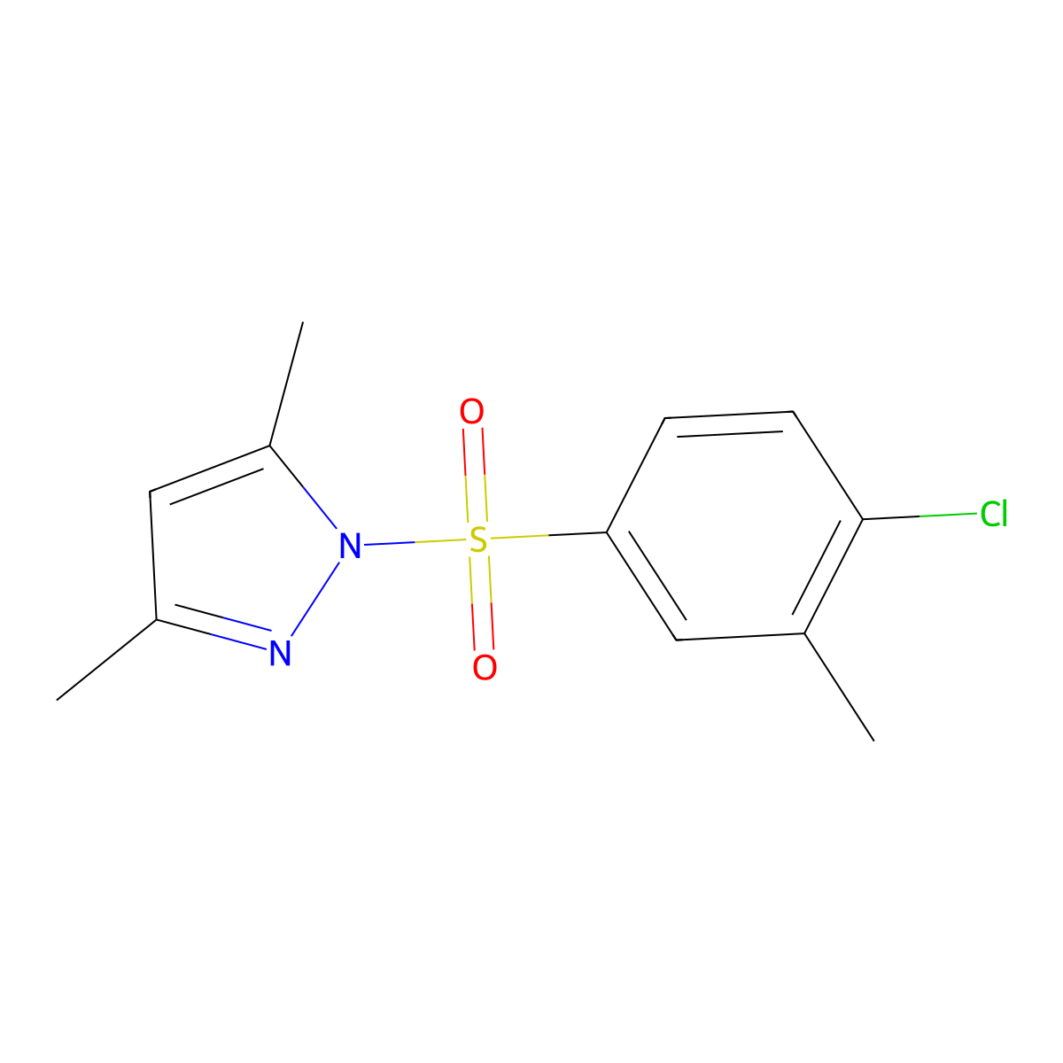 1-((4-chloro-3-methylphenyl)sulfonyl)-3,5-dimethyl-1H-pyrazole molecular structure, CAS 398996-57-1