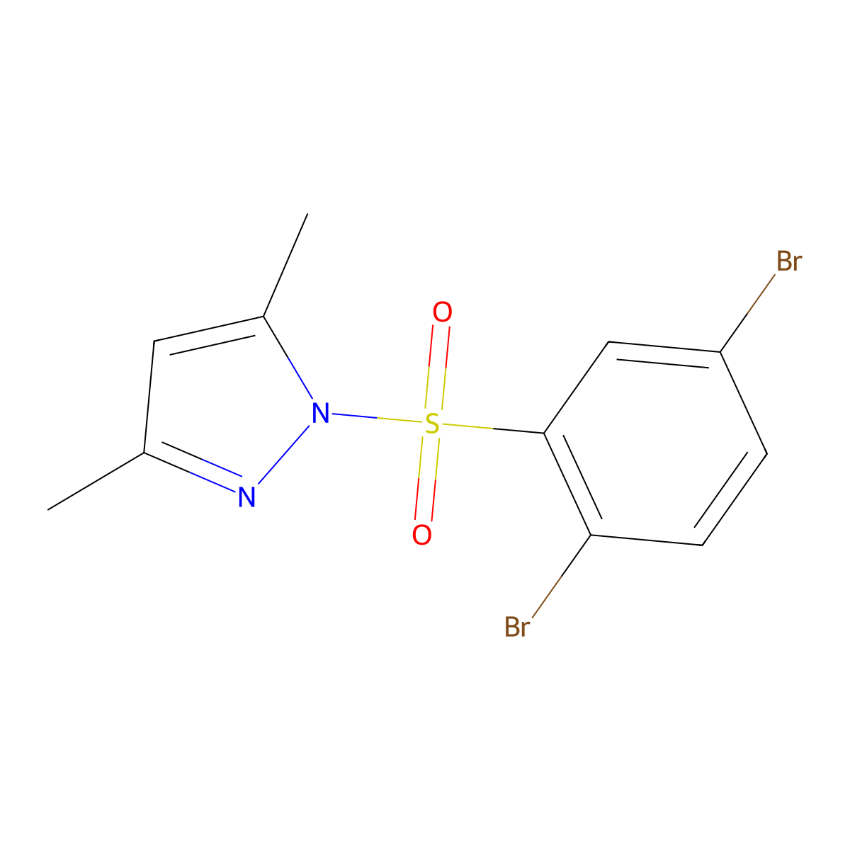 1-(2,5-Dibromophenyl)sulfonyl-3,5-dimethylpyrazole molecular structure, CAS 398996-61-7