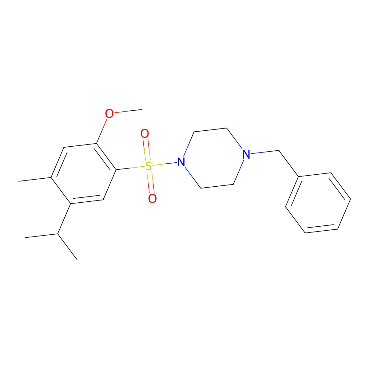 1-Benzyl-4-[(5-isopropyl-2-methoxy-4-methylphenyl)sulfonyl]piperazine molecular structure, CAS 398996-70-8