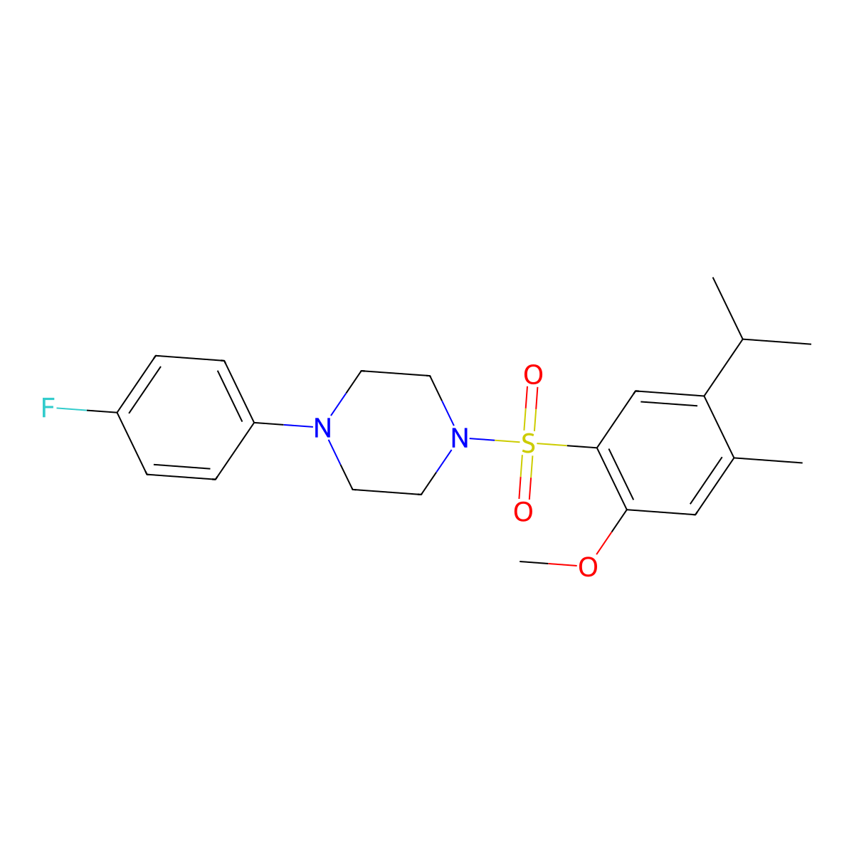 1-(4-Fluorophenyl)-4-((5-isopropyl-2-methoxy-4-methylphenyl)sulfonyl)piperazine molecular structure, CAS 398996-74-2