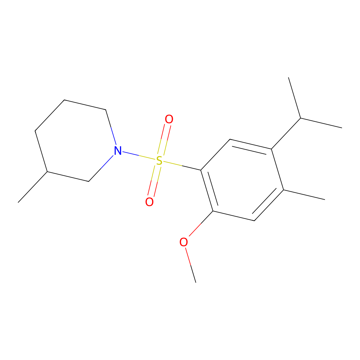 1-((5-Isopropyl-2-methoxy-4-methylphenyl)sulfonyl)-3-methylpiperidine molecular structure, CAS 398996-76-4