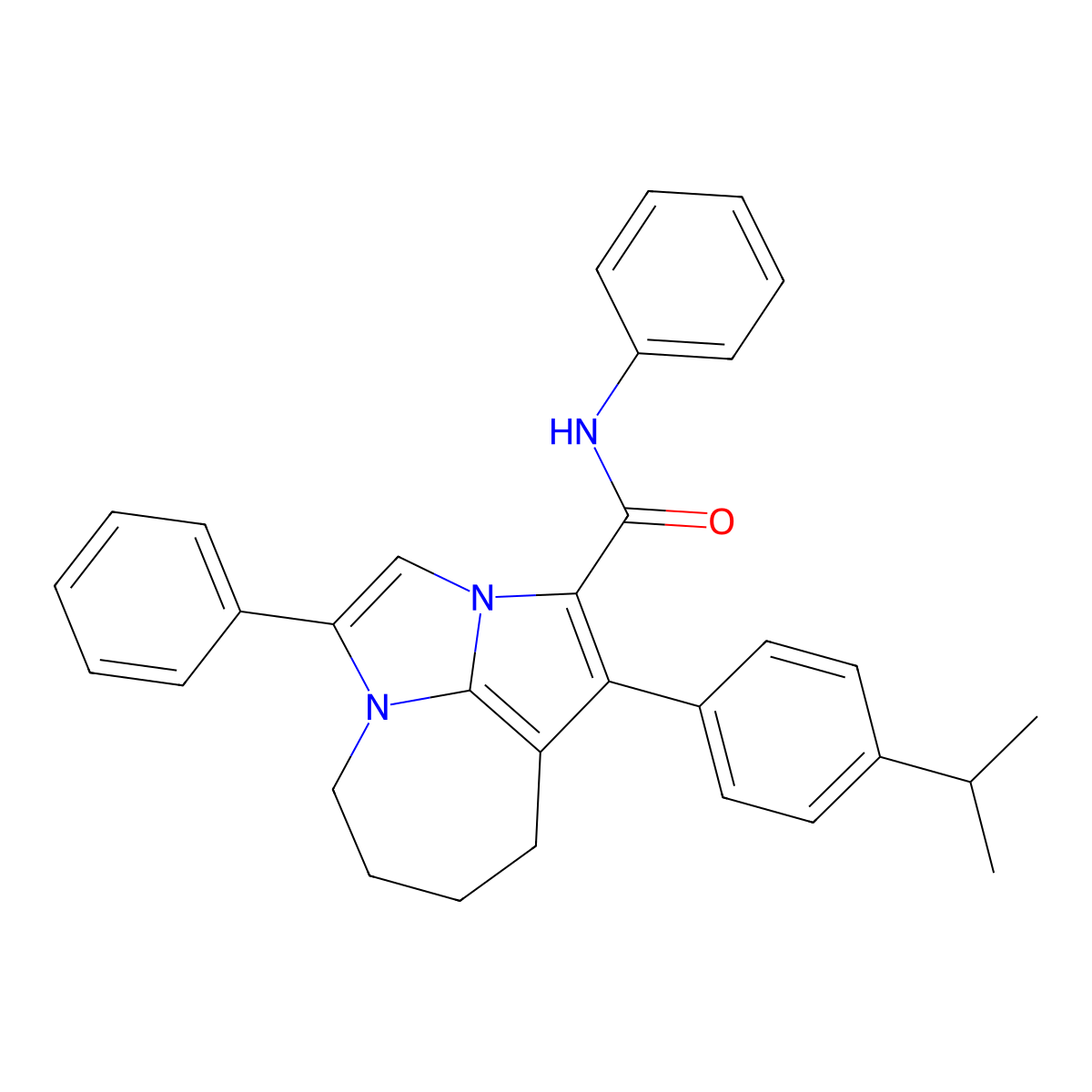 N,4-diphenyl-1-[4-(propan-2-yl)phenyl]-5,6,7,8-tetrahydro-2a,4a-diazacyclopenta[cd]azulene-2-carboxamide molecular structure, CAS 398996-87-7
