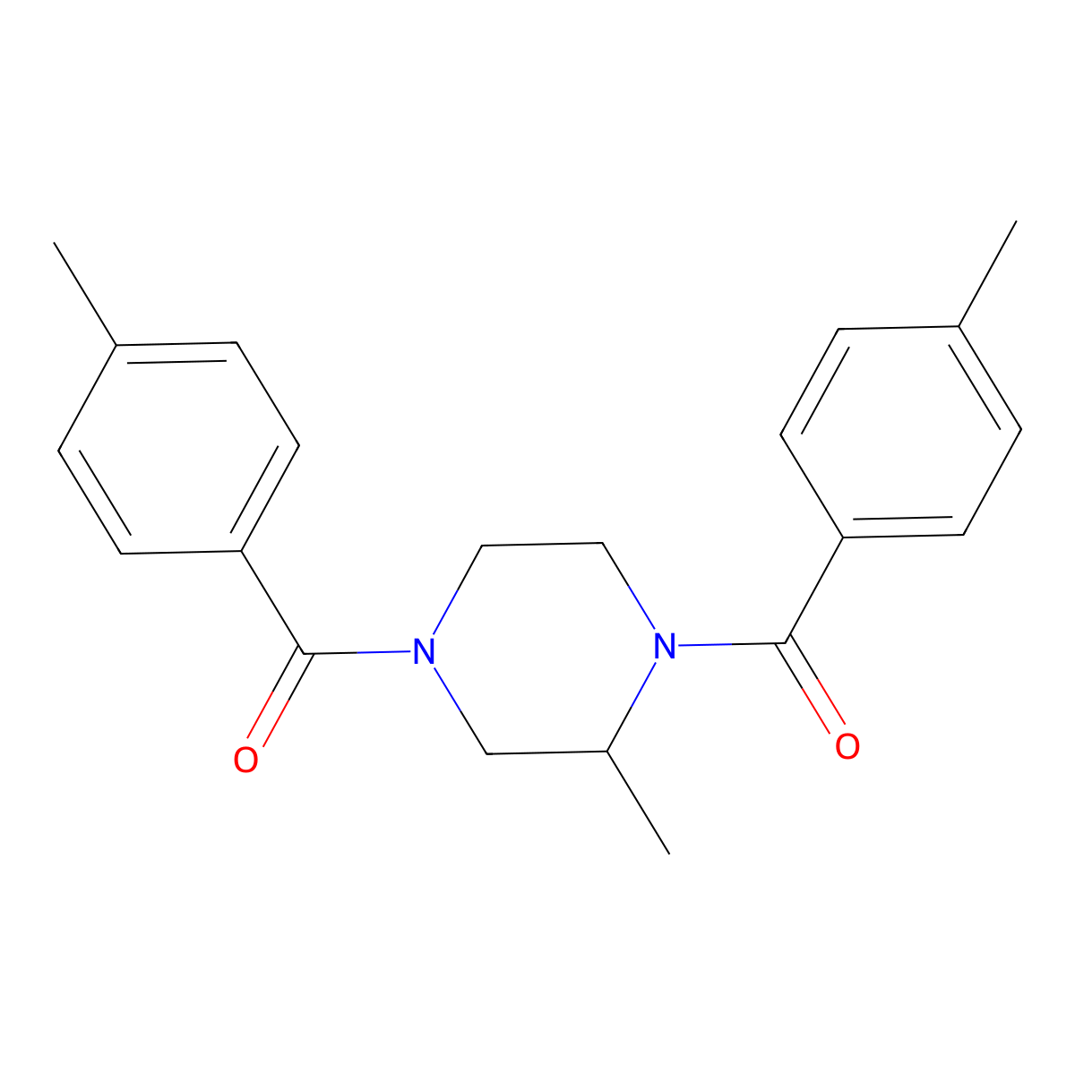 2-Methyl-1,4-bis(4-methylbenzoyl)piperazine molecular structure, CAS 398996-88-8