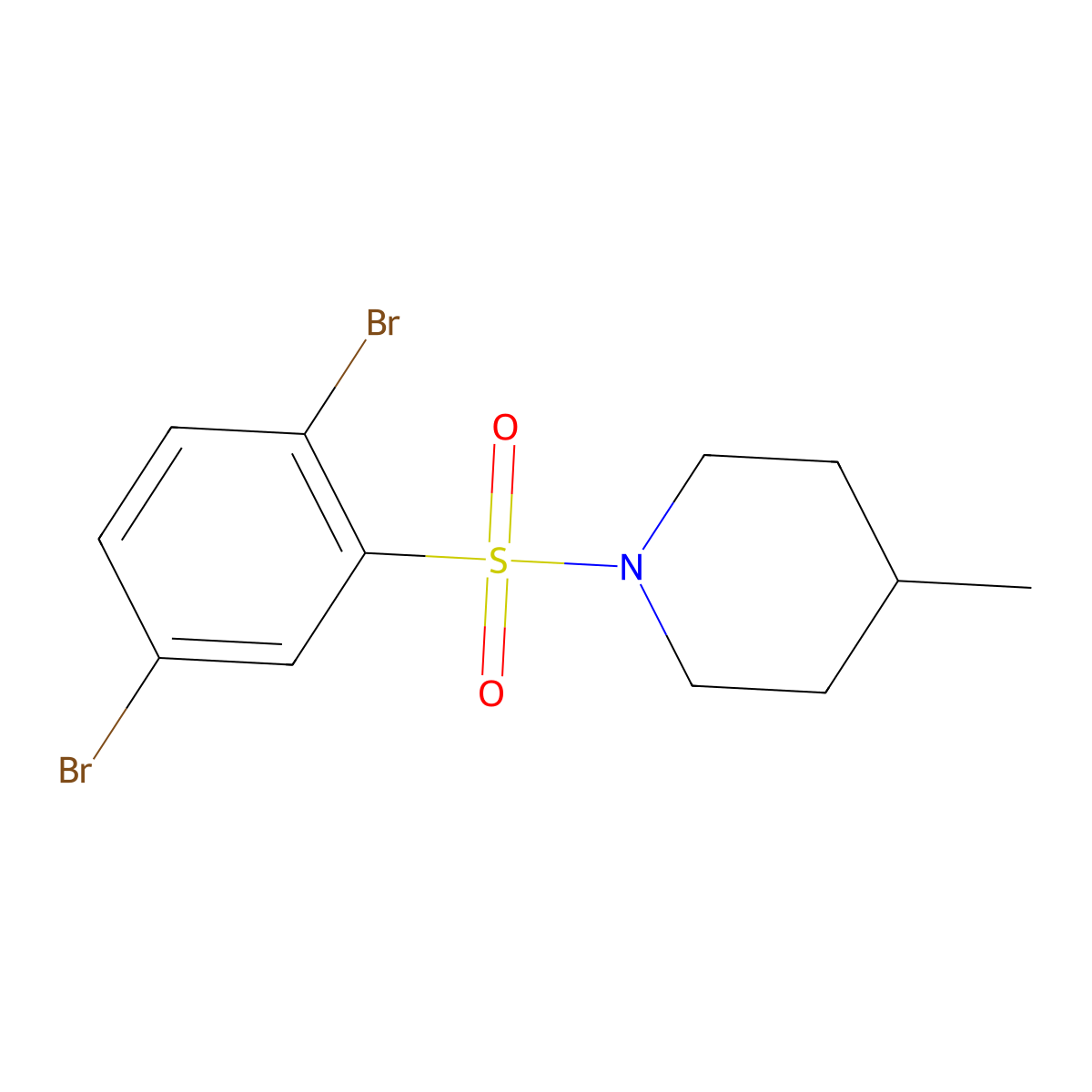 1-((2,5-Dibromophenyl)sulfonyl)-4-methylpiperidine molecular structure, CAS 398996-91-3