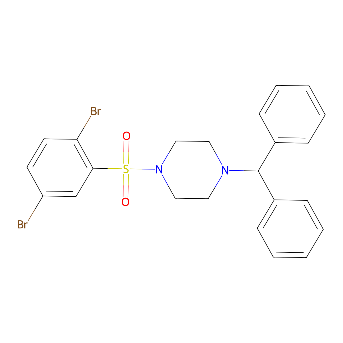 1-Benzhydryl-4-((2,5-dibromophenyl)sulfonyl)piperazine molecular structure, CAS 398996-95-7