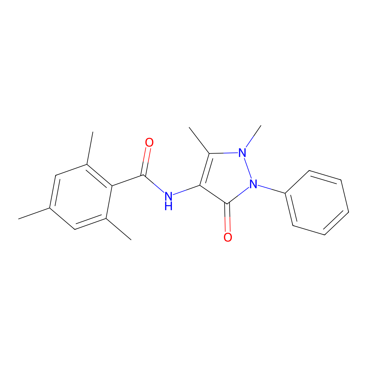 N-(1,5-dimethyl-3-oxo-2-phenylpyrazol-4-yl)-2,4,6-trimethylbenzamide molecular structure, CAS 398997-06-3