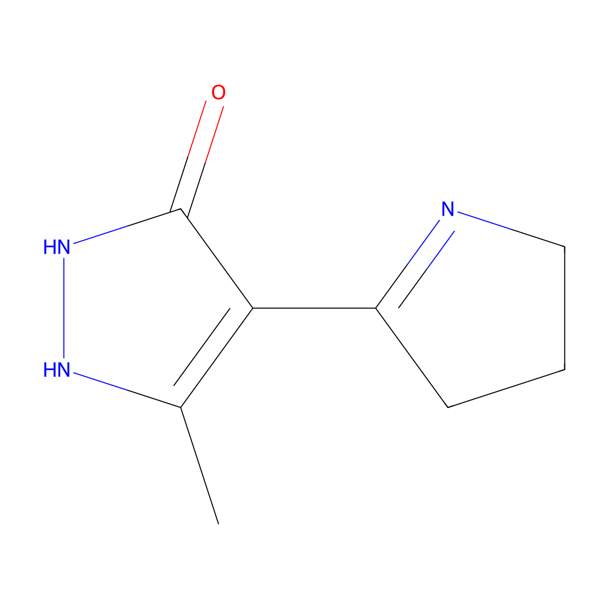 4-(3,4-dihydro-2H-pyrrol-5-yl)-3-methyl-1H-pyrazol-5-ol molecular structure, CAS 398997-10-9