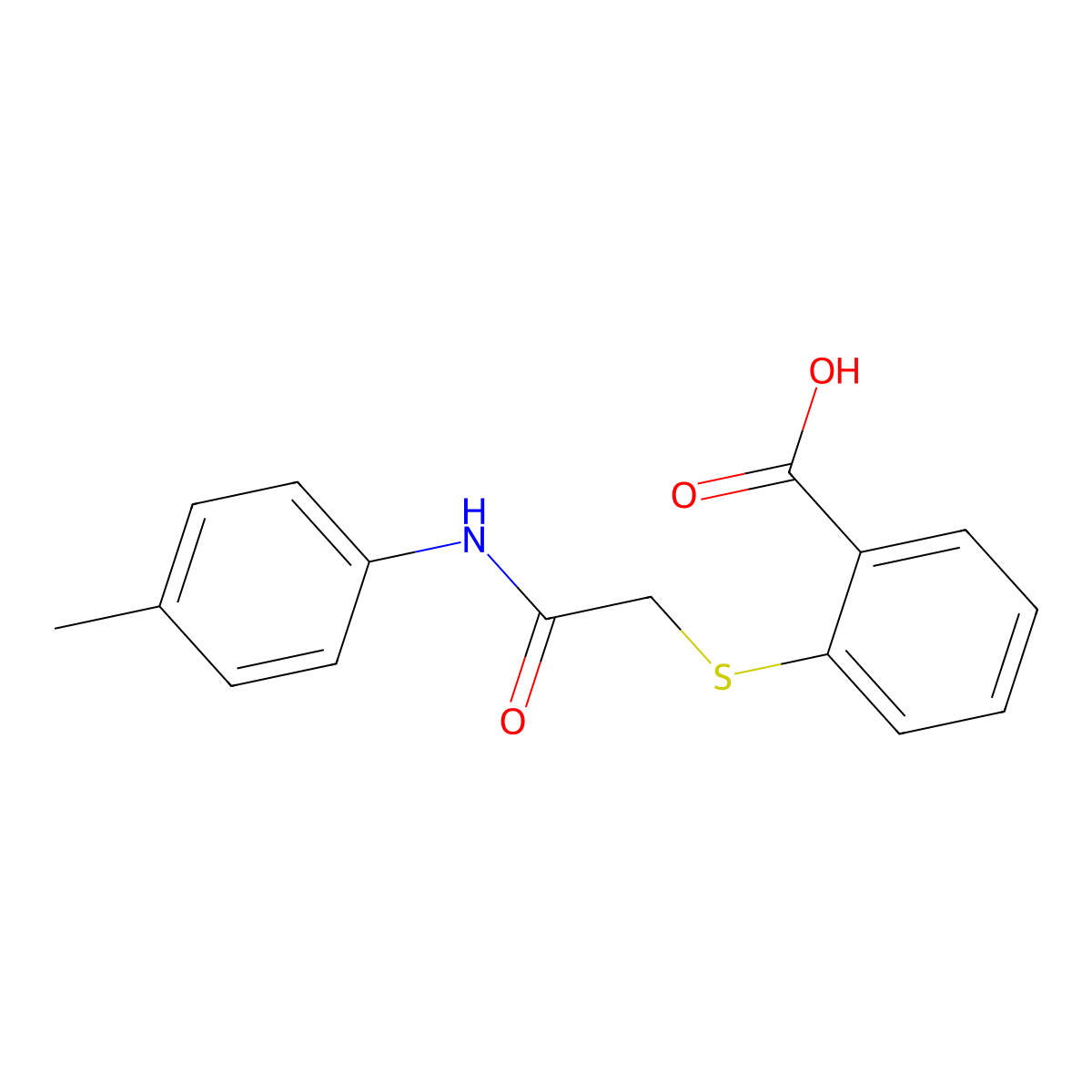 2-({[(4-Methylphenyl)carbamoyl]methyl}sulfanyl)benzoic acid molecular structure, CAS 398997-40-5