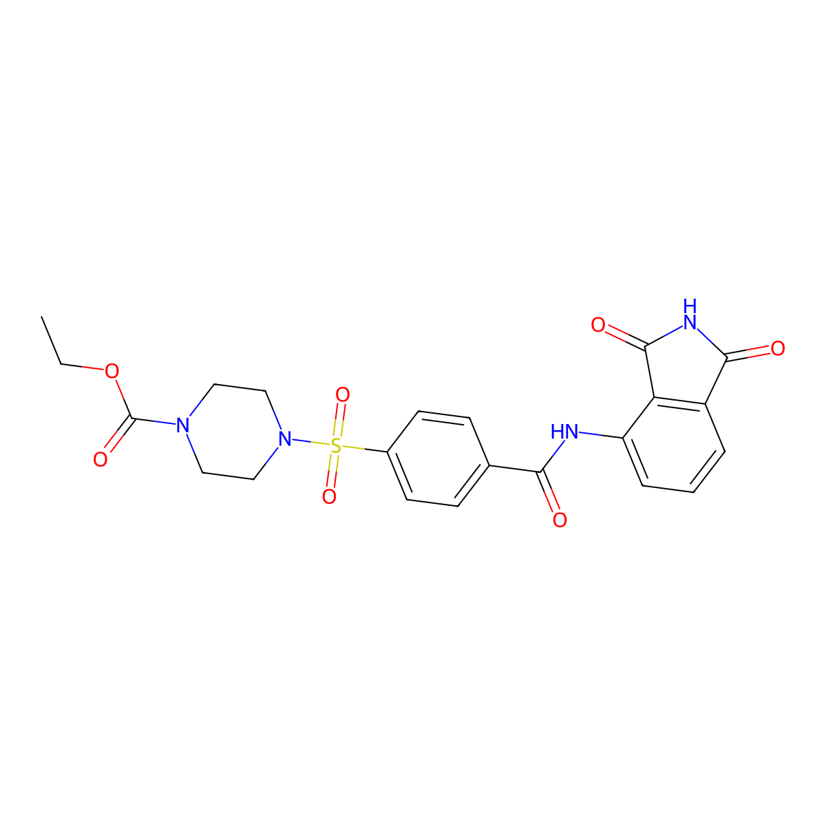 Ethyl 4-[4-[(1,3-dioxoisoindol-4-yl)carbamoyl]phenyl]sulfonylpiperazine-1-carboxylate molecular structure, CAS 398998-57-7