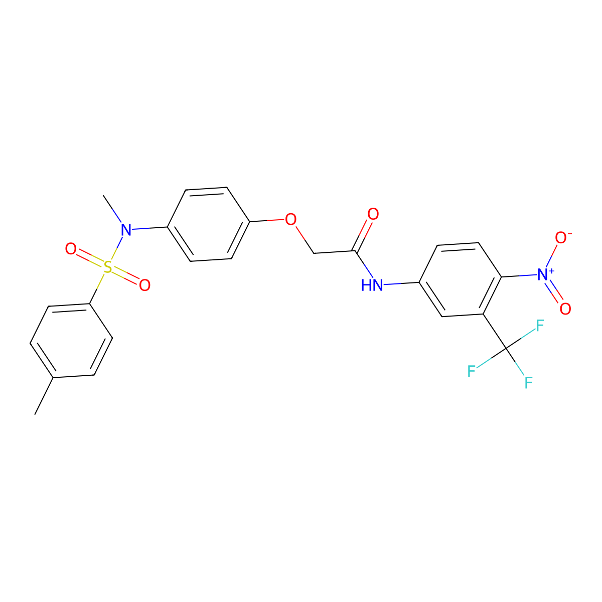 2-[4-[methyl-(4-methylphenyl)sulfonylamino]phenoxy]-N-[4-nitro-3-(trifluoromethyl)phenyl]acetamide molecular structure, CAS 398998-58-8