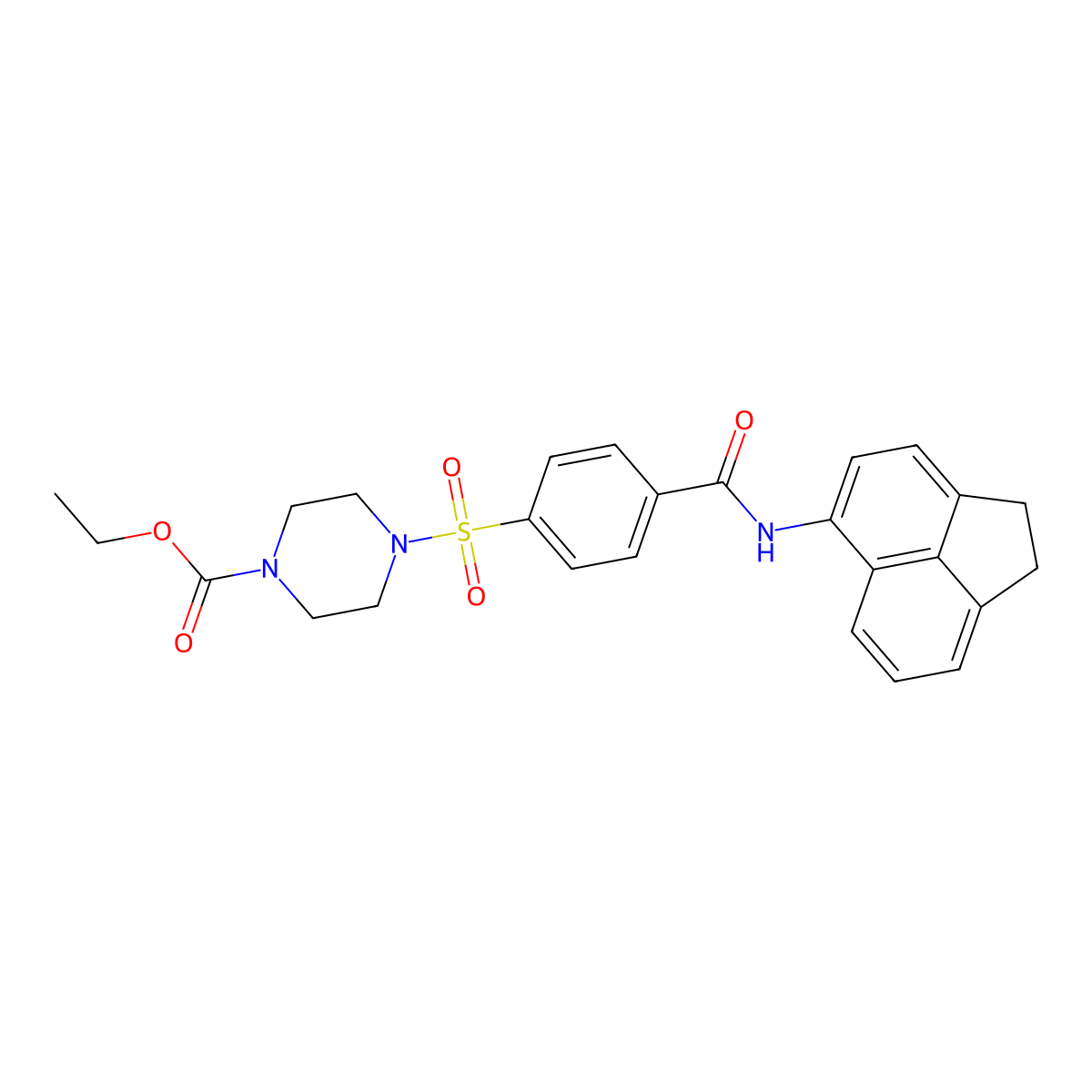 Ethyl 4-((4-((1,2-dihydroacenaphthylen-5-yl)carbamoyl)phenyl)sulfonyl)piperazine-1-carboxylate molecular structure, CAS 398998-63-5