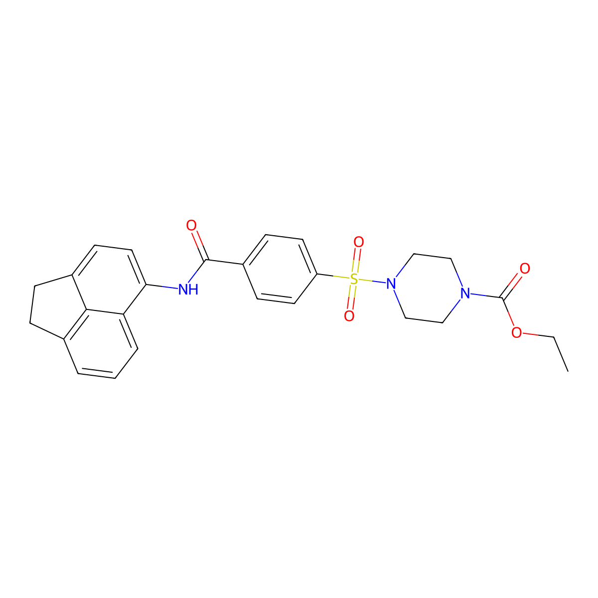 Ethyl 4-((4-((1,2-dihydroacenaphthylen-5-yl)carbamoyl)phenyl)sulfonyl)piperazine-1-carboxylate molecular structure, CAS 398998-63-5
