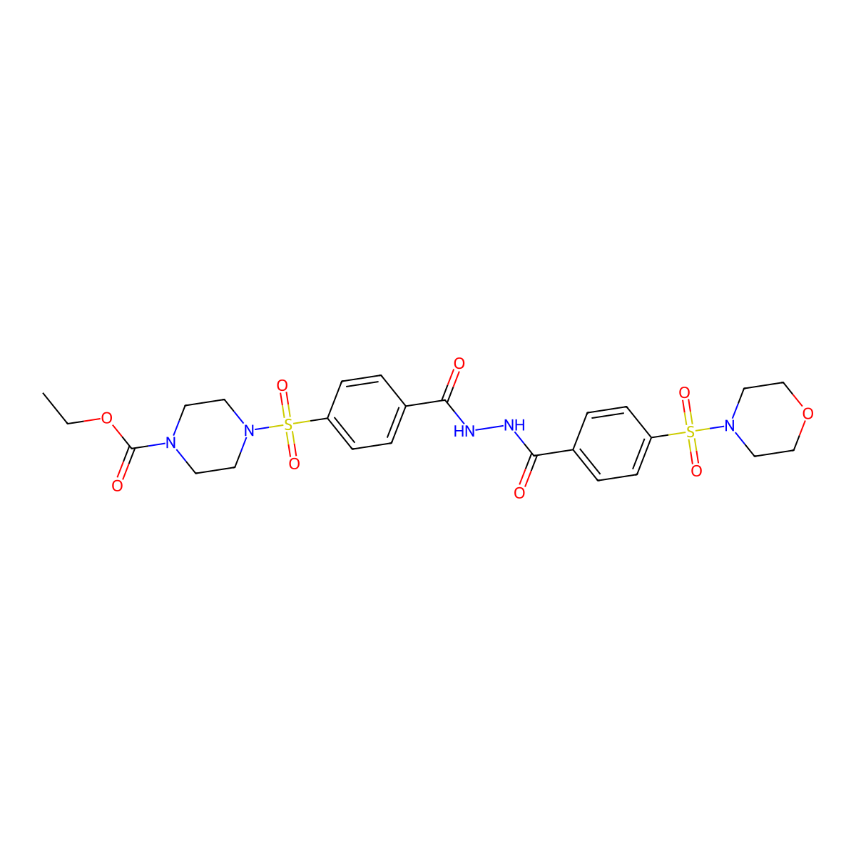 Ethyl 4-((4-(2-(4-(morpholinosulfonyl)benzoyl)hydrazinecarbonyl)phenyl)sulfonyl)piperazine-1-carboxylate molecular structure, CAS 398999-14-9