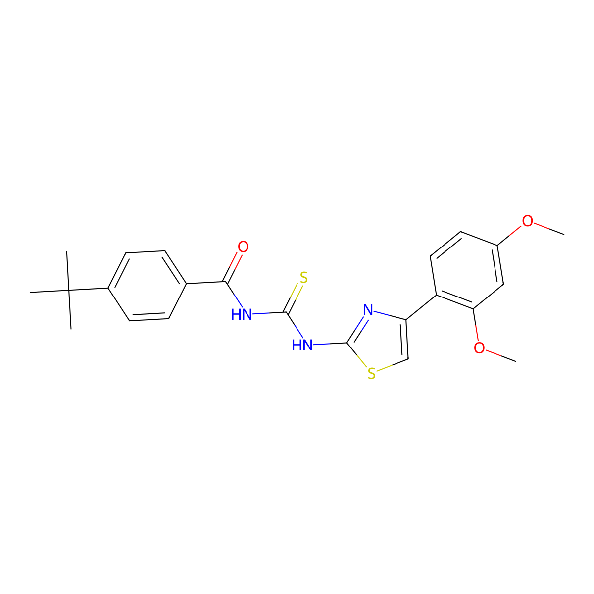 4-(tert-butyl)-N-((4-(2,4-dimethoxyphenyl)thiazol-2-yl)carbamothioyl)benzamide molecular structure, CAS 398999-27-4