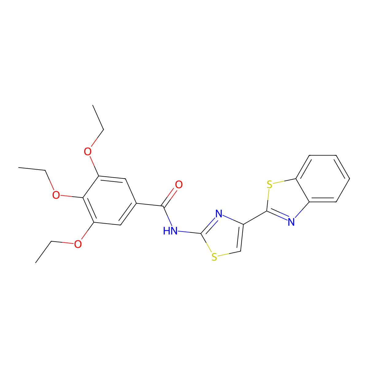 N-[4-(1,3-benzothiazol-2-yl)-1,3-thiazol-2-yl]-3,4,5-triethoxybenzamide molecular structure, CAS 398999-41-2