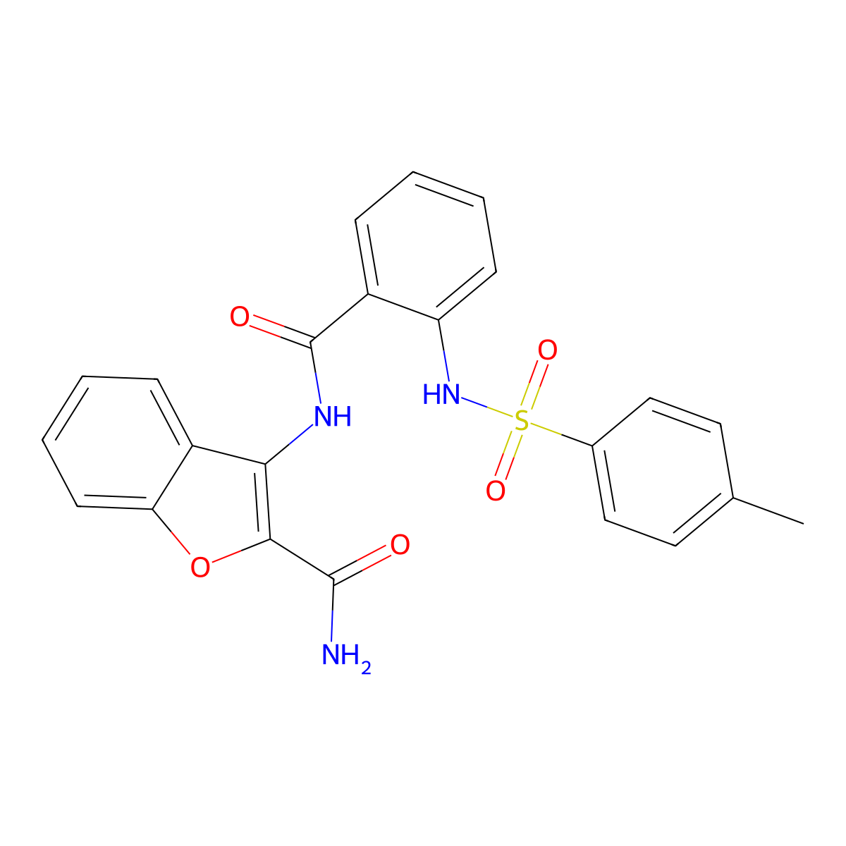 3-[[2-[(4-Methylphenyl)sulfonylamino]benzoyl]amino]-1-benzofuran-2-carboxamide molecular structure, CAS 398999-81-0