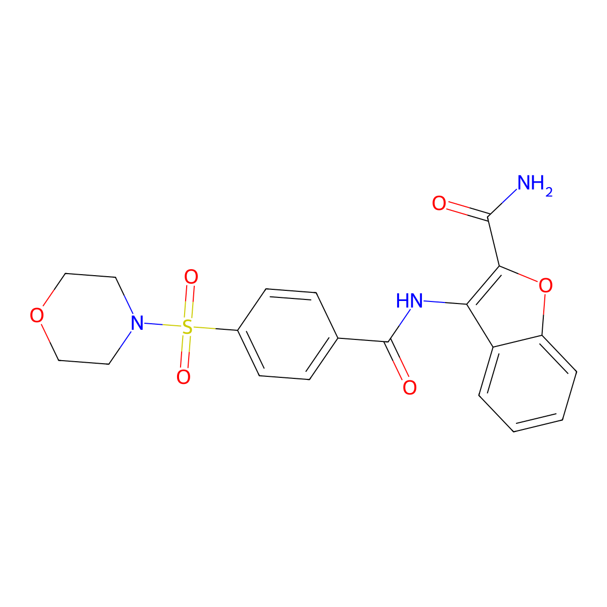 3-(4-(Morpholinosulfonyl)benzamido)benzofuran-2-carboxamide molecular structure, CAS 398999-87-6
