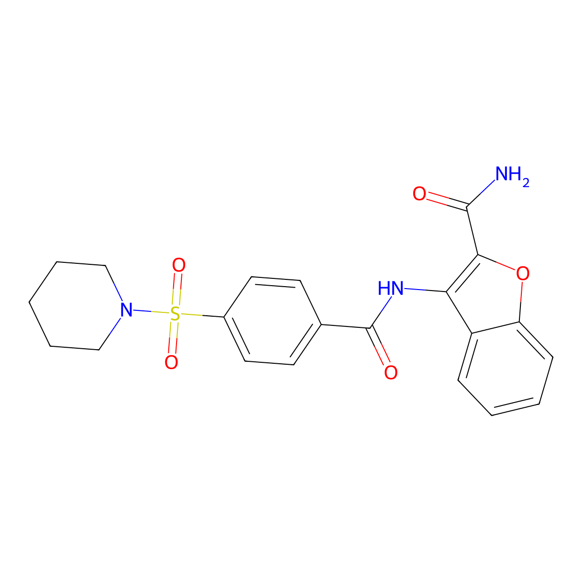 3-(4-(Piperidin-1-ylsulfonyl)benzamido)benzofuran-2-carboxamide molecular structure, CAS 398999-93-4