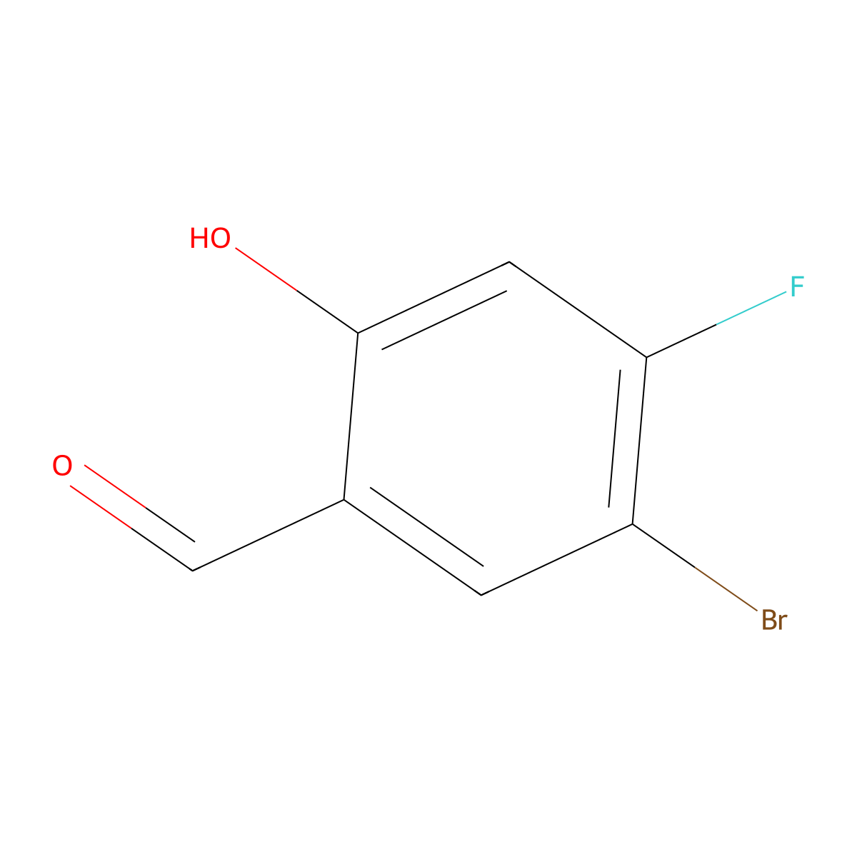 5-Bromo-4-fluoro-2-hydroxybenzaldehyde molecular structure, CAS 399-00-8
