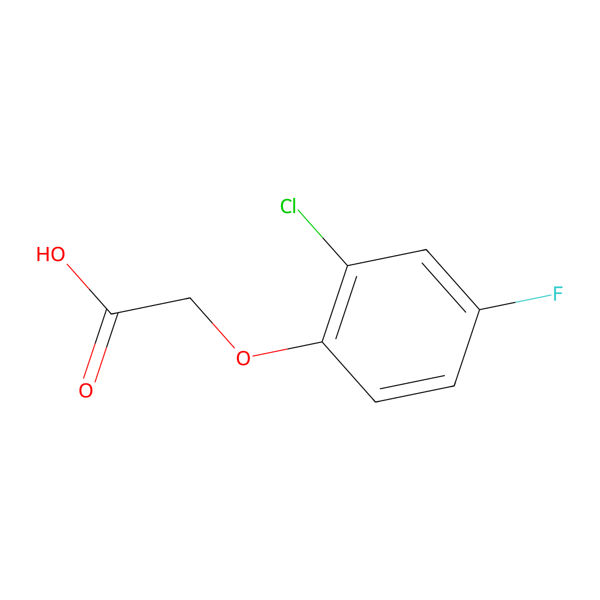 (2-Chloro-4-fluorophenoxy)acetic acid molecular structure, CAS 399-41-7
