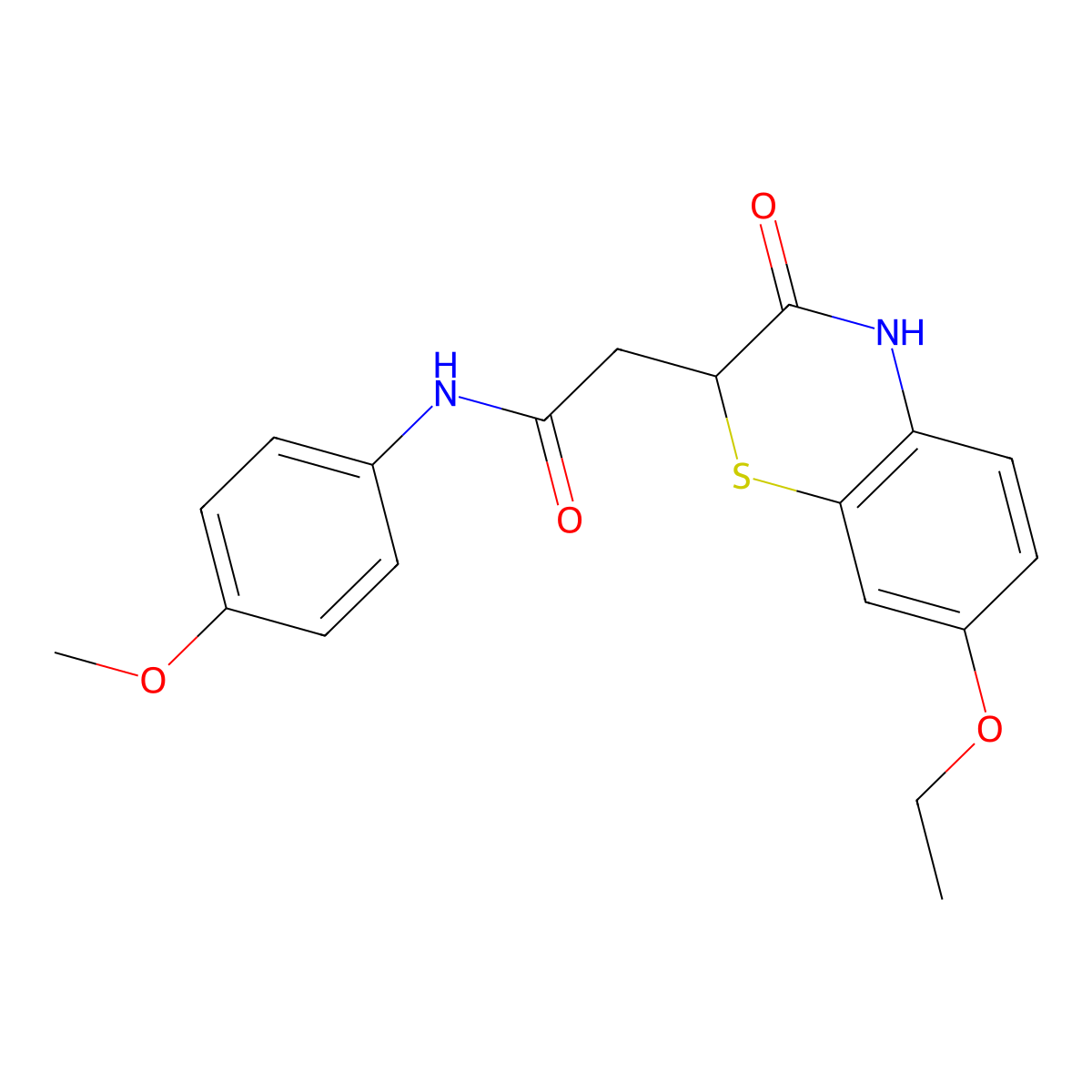 2-(7-ethoxy-3-oxo-3,4-dihydro-2H-1,4-benzothiazin-2-yl)-N-(4-methoxyphenyl)acetamide molecular structure, CAS 39900-74-8