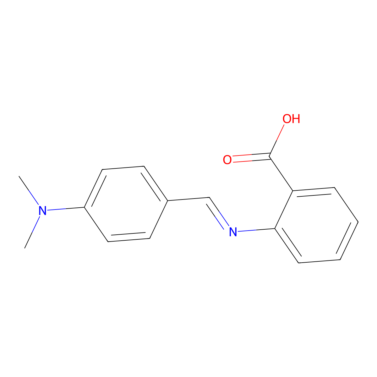 2-(((4-(Dimethylamino)phenyl)methylene)amino)benzoic acid molecular structure, CAS 39900-95-3