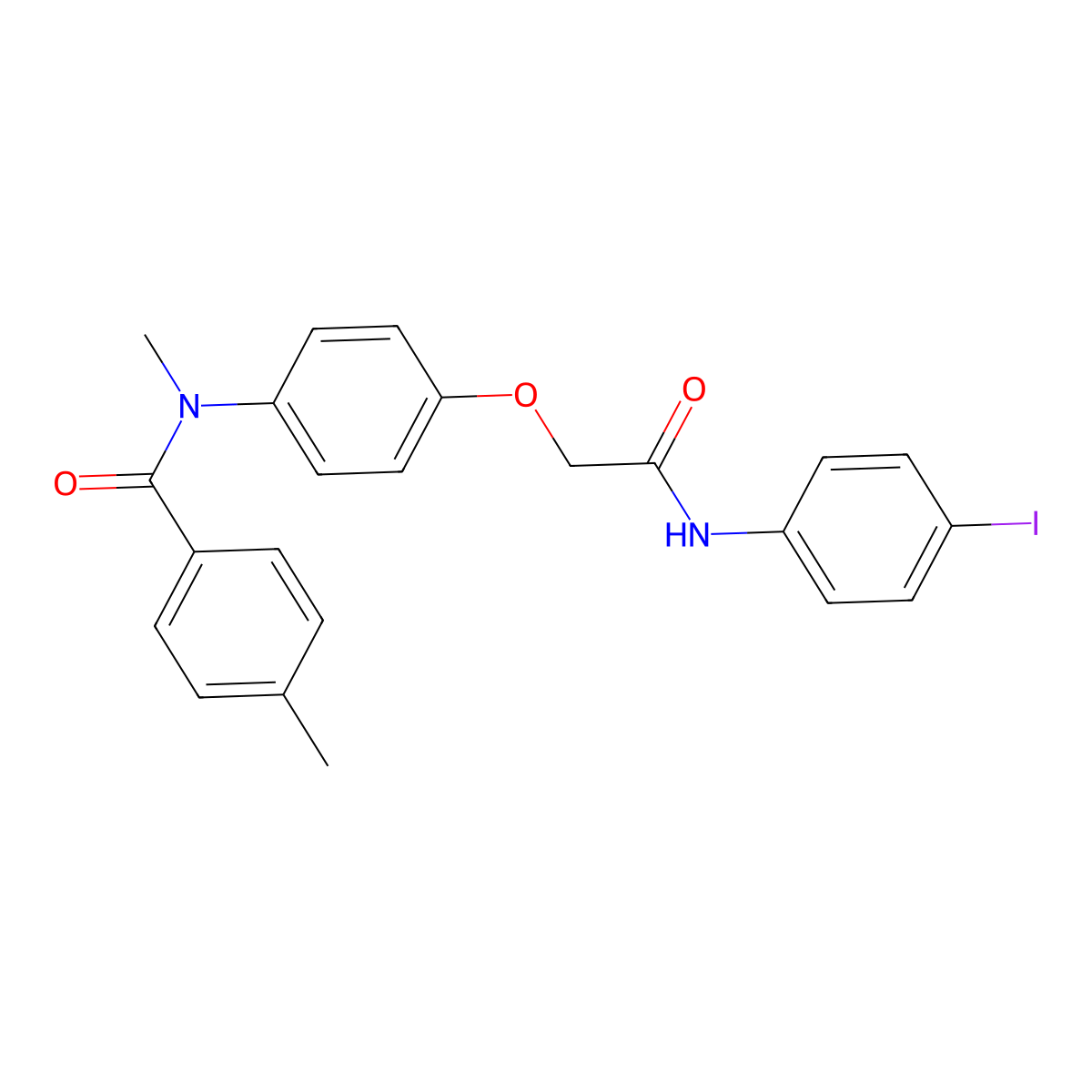 N-(4-(2-((4-iodophenyl)amino)-2-oxoethoxy)phenyl)-N,4-dimethylbenzamide molecular structure, CAS 399000-01-2