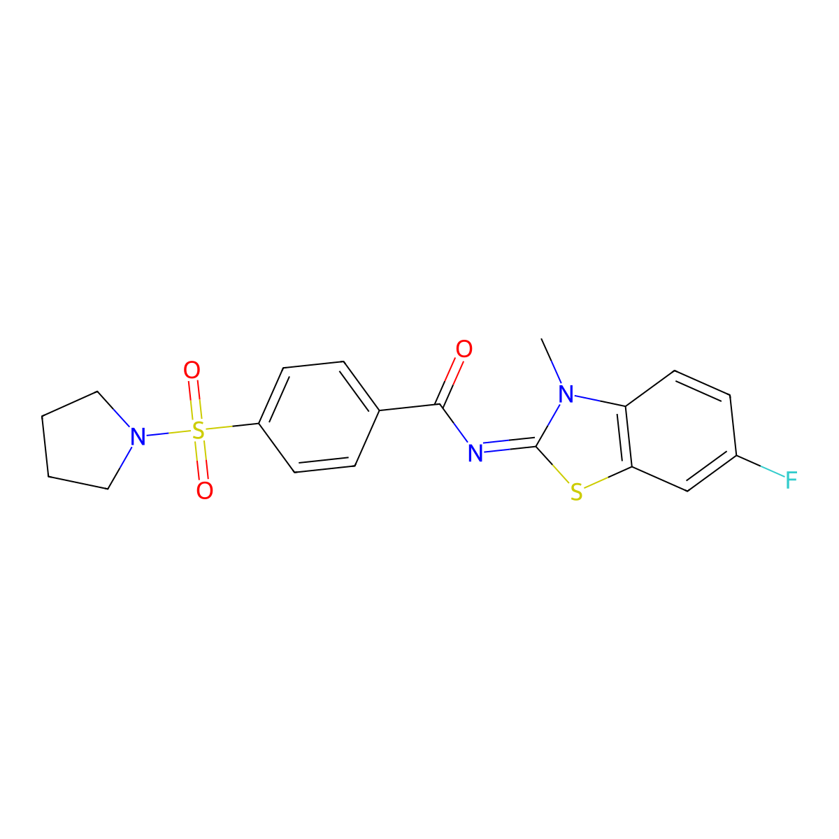 (E)-N-(6-fluoro-3-methylbenzo[d]thiazol-2(3H)-ylidene)-4-(pyrrolidin-1-ylsulfonyl)benzamide molecular structure, CAS 399000-05-6