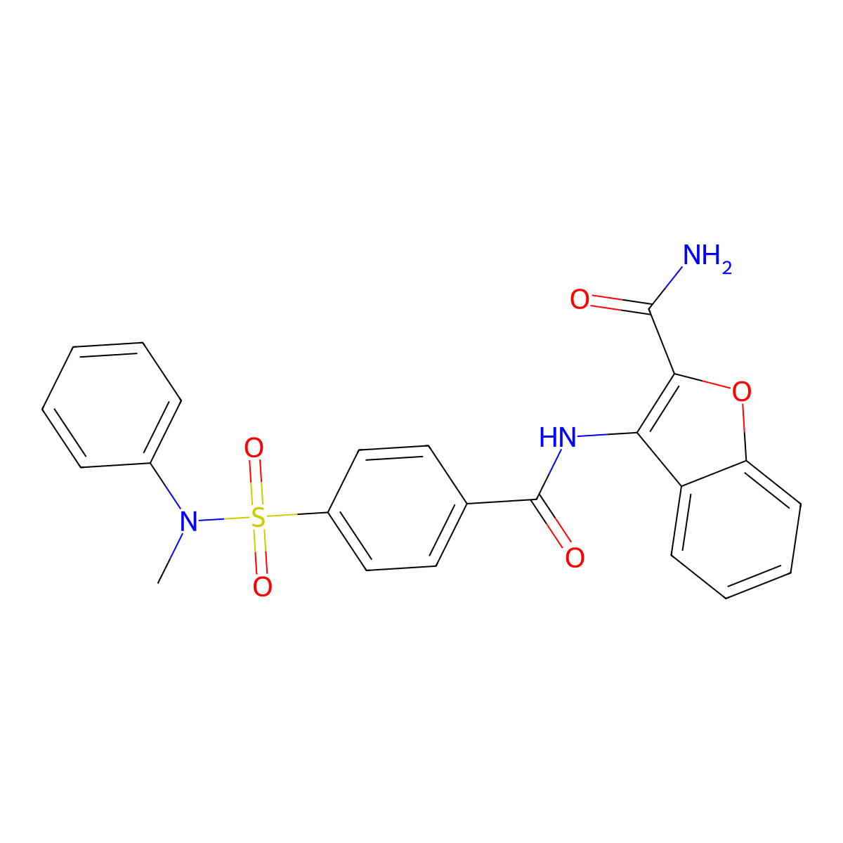 3-[[4-[Methyl(phenyl)sulfamoyl]benzoyl]amino]-1-benzofuran-2-carboxamide molecular structure, CAS 399000-15-8