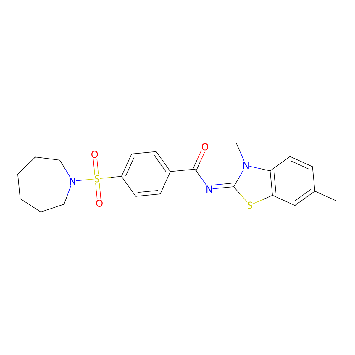 4-(azepan-1-ylsulfonyl)-N-(3,6-dimethyl-1,3-benzothiazol-2-ylidene)benzamide molecular structure, CAS 399000-27-2