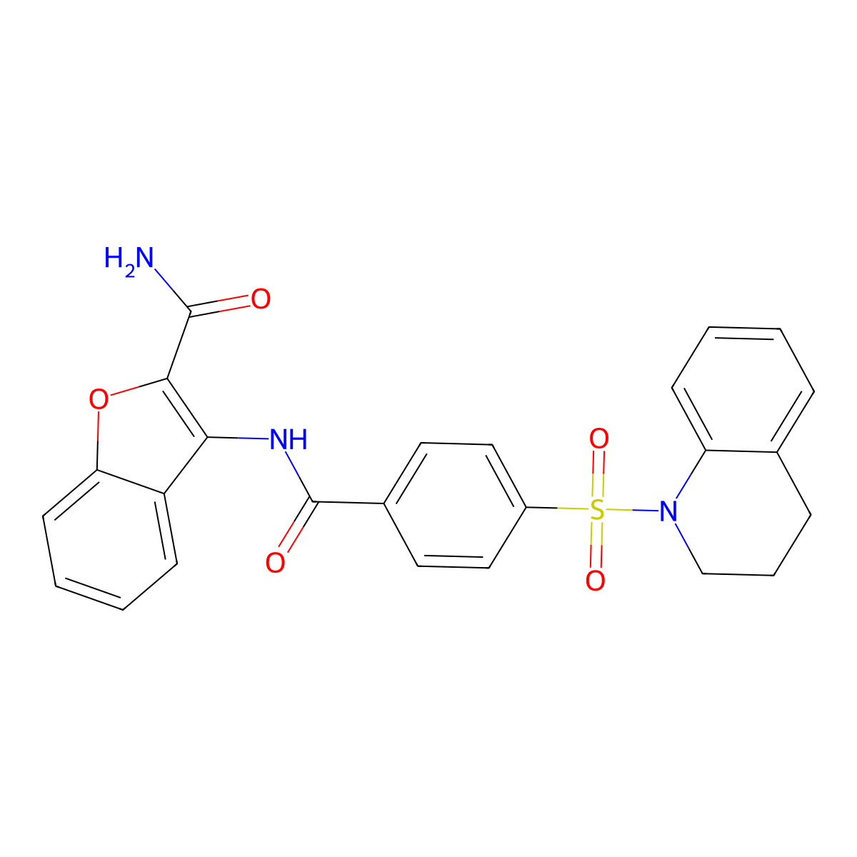 3-(4-((3,4-dihydroquinolin-1(2H)-yl)sulfonyl)benzamido)benzofuran-2-carboxamide molecular structure, CAS 399000-32-9