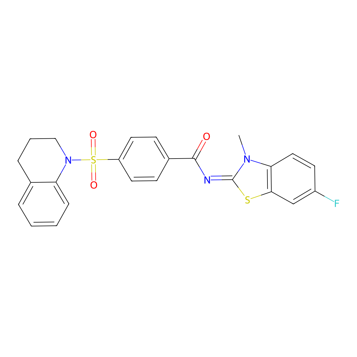 (E)-4-((3,4-dihydroquinolin-1(2H)-yl)sulfonyl)-N-(6-fluoro-3-methylbenzo[d]thiazol-2(3H)-ylidene)benzamide molecular structure, CAS 399000-38-5