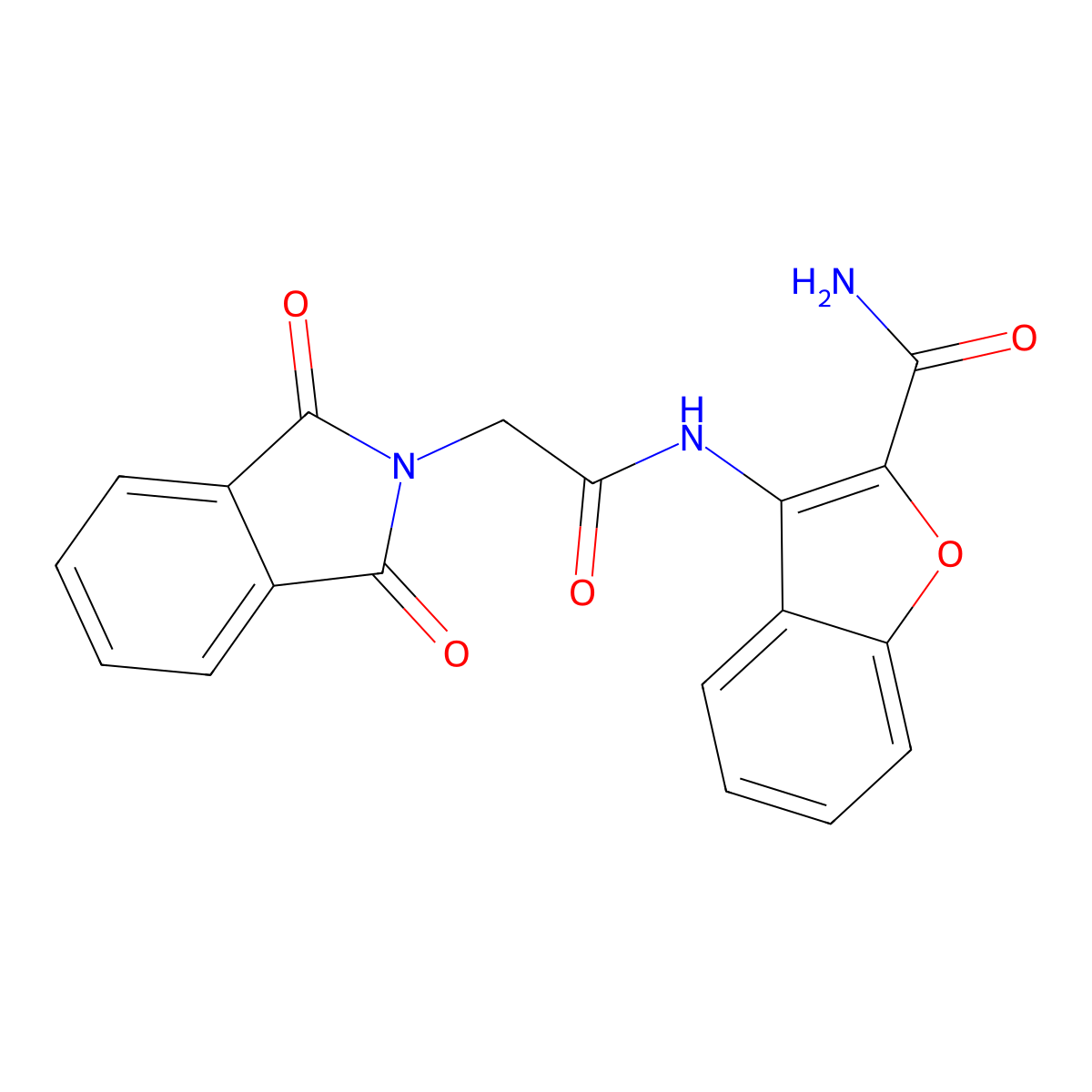 3-(2-(1,3-Dioxoisoindolin-2-yl)acetamido)benzofuran-2-carboxamide molecular structure, CAS 399000-45-4