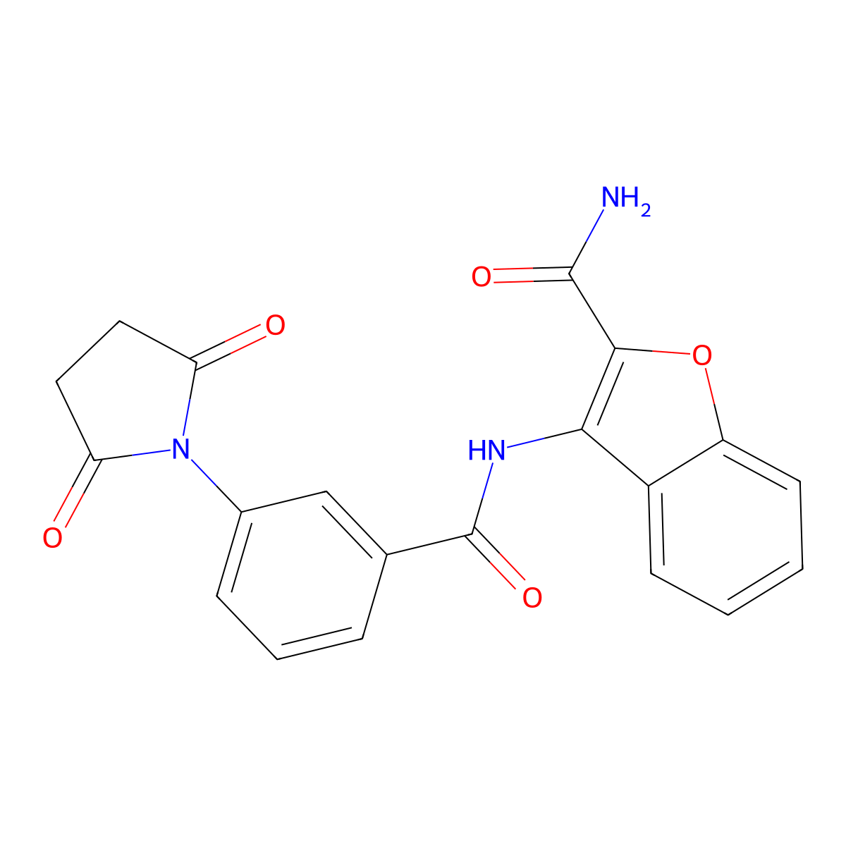 3-(3-(2,5-Dioxopyrrolidin-1-yl)benzamido)benzofuran-2-carboxamide molecular structure, CAS 399000-59-0