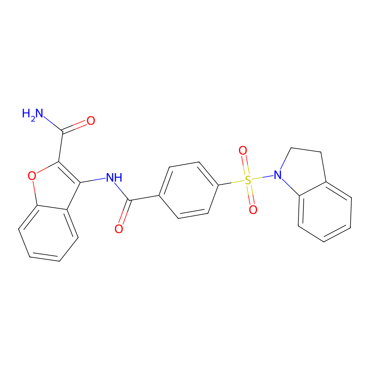 3-(4-(Indolin-1-ylsulfonyl)benzamido)benzofuran-2-carboxamide molecular structure, CAS 399000-63-6