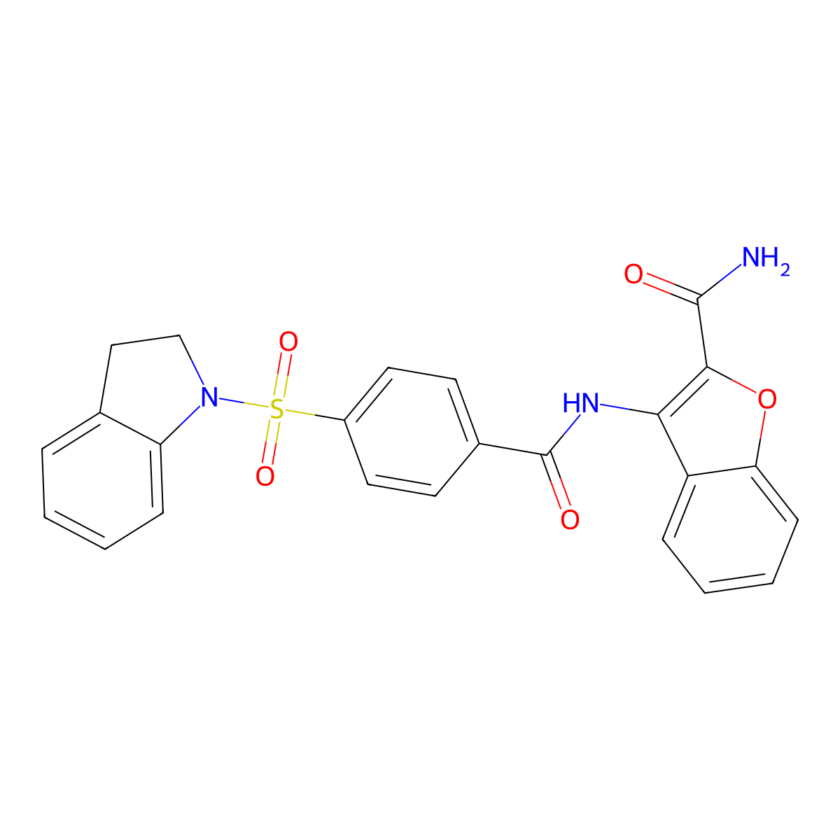 3-(4-(Indolin-1-ylsulfonyl)benzamido)benzofuran-2-carboxamide molecular structure, CAS 399000-63-6