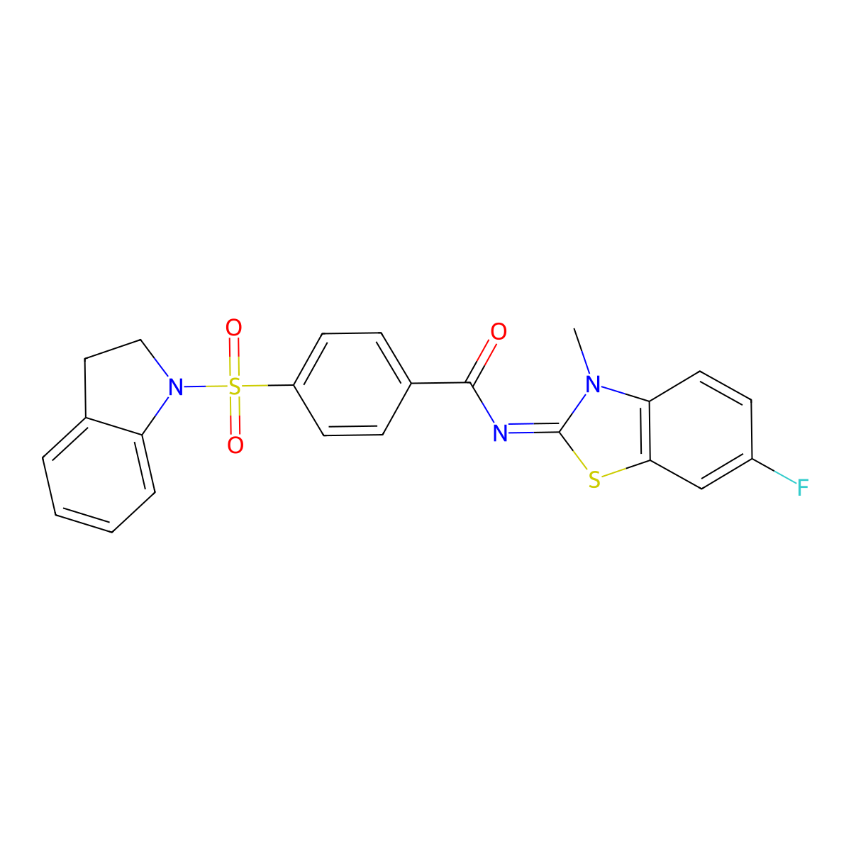 (E)-N-(6-fluoro-3-methylbenzo[d]thiazol-2(3H)-ylidene)-4-(indolin-1-ylsulfonyl)benzamide molecular structure, CAS 399000-69-2