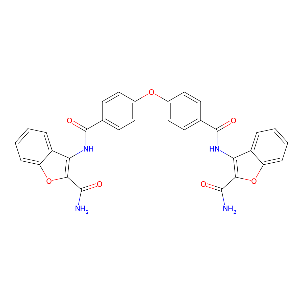 3-(4-{4-[(2-Carbamoyl-1-benzofuran-3-YL)carbamoyl]phenoxy}benzamido)-1-benzofuran-2-carboxamide molecular structure, CAS 399000-72-7