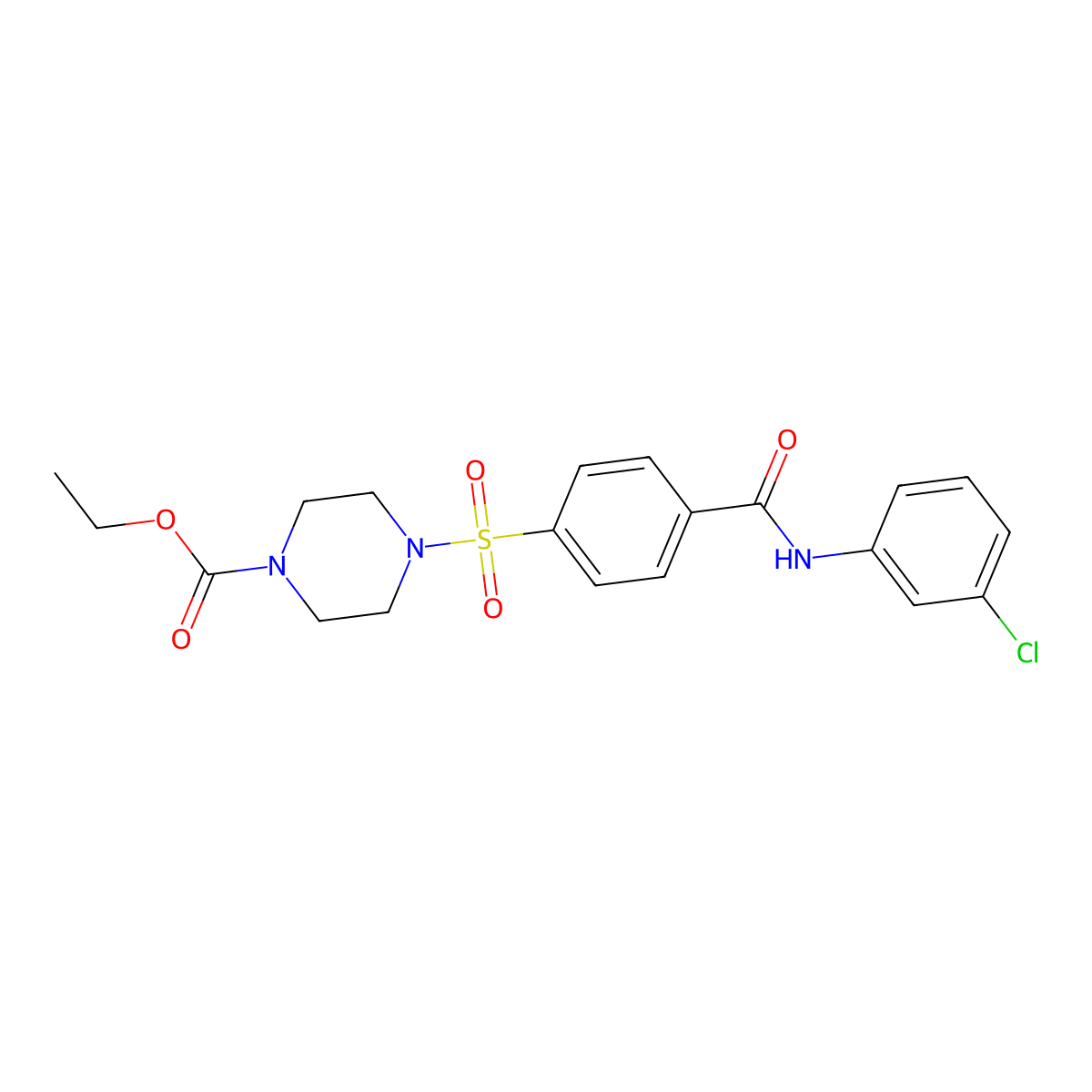 Ethyl 4-[4-[(3-chlorophenyl)carbamoyl]phenyl]sulfonylpiperazine-1-carboxylate molecular structure, CAS 399000-86-3