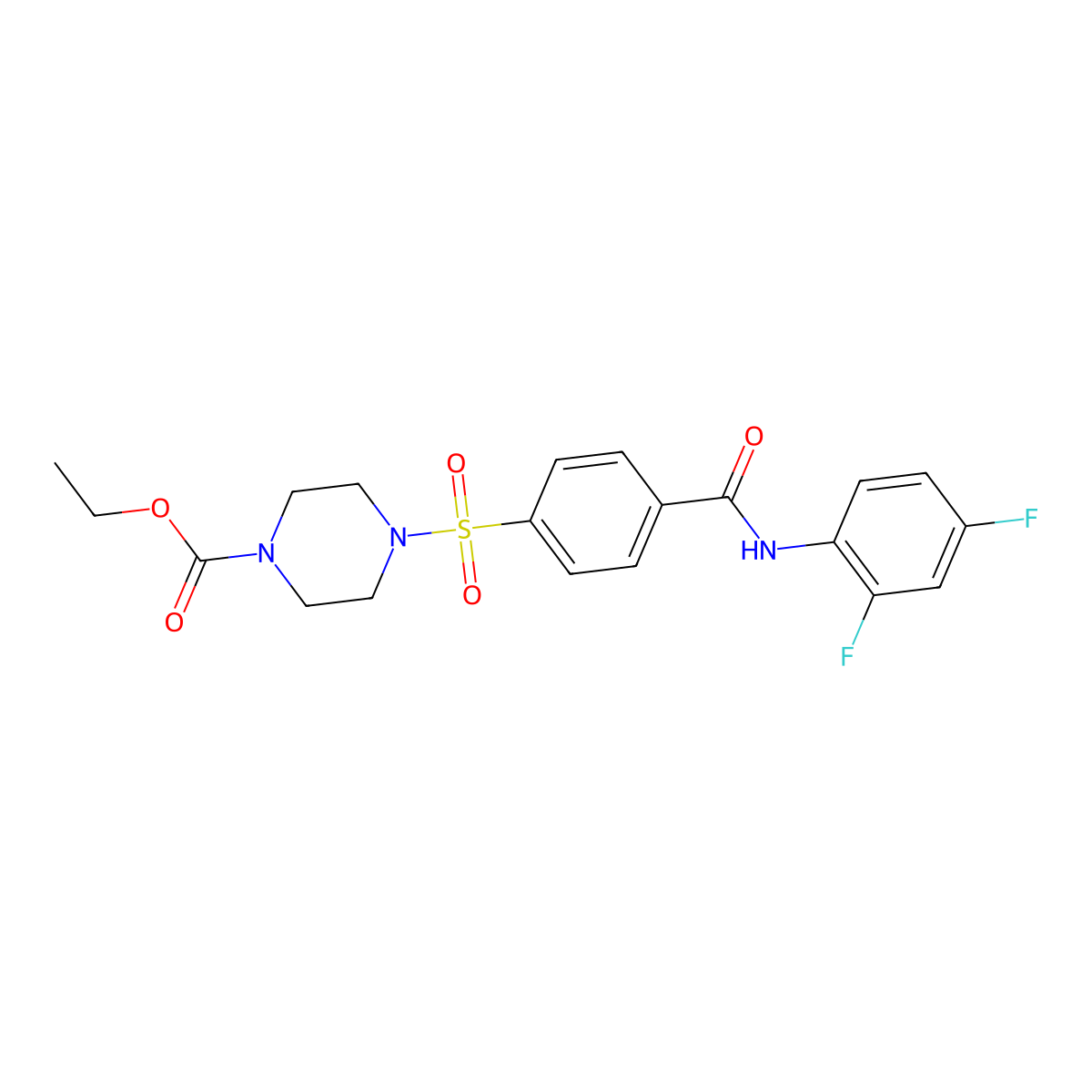 Ethyl 4-[4-[(2,4-difluorophenyl)carbamoyl]phenyl]sulfonylpiperazine-1-carboxylate molecular structure, CAS 399000-92-1