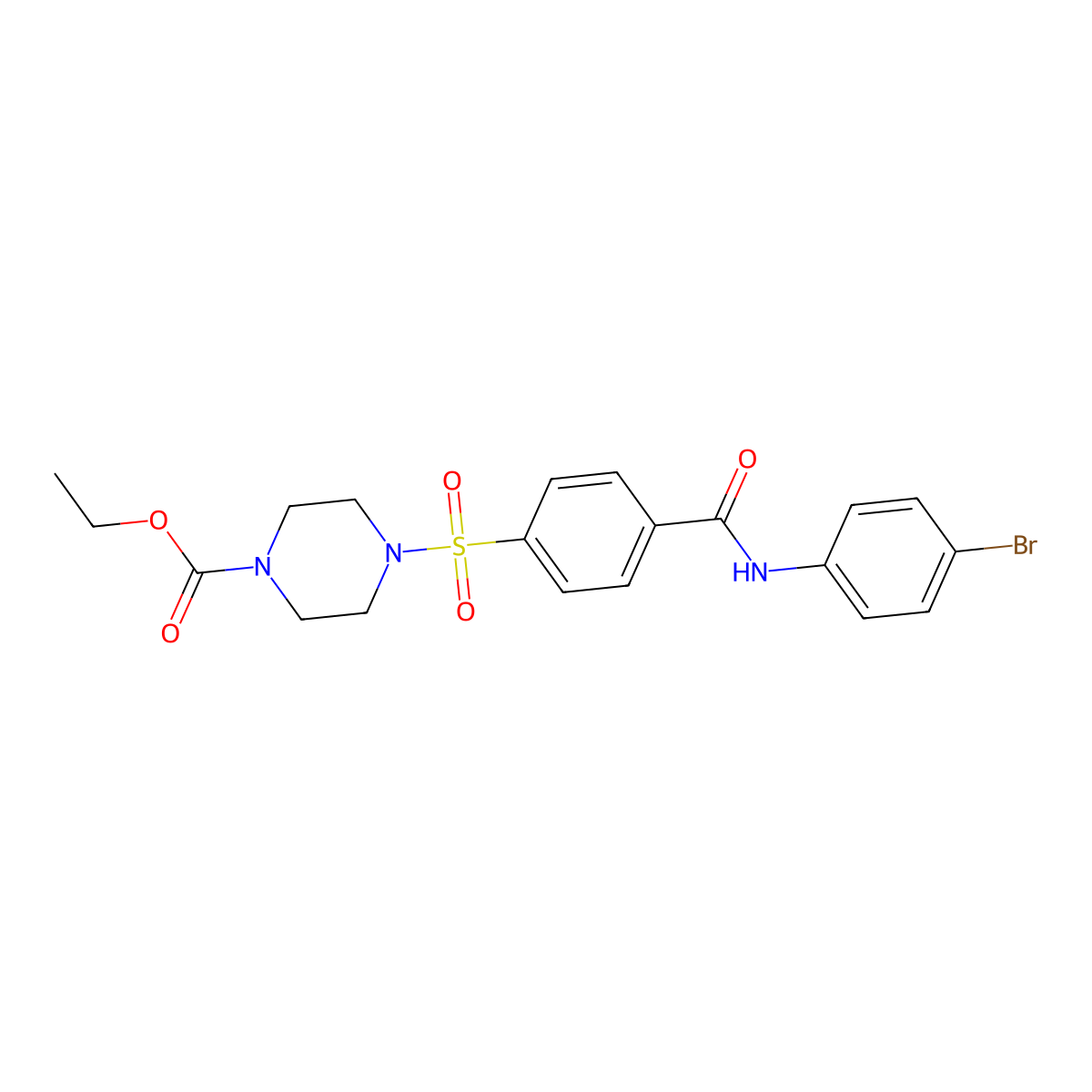 Ethyl 4-[4-[(4-bromophenyl)carbamoyl]phenyl]sulfonylpiperazine-1-carboxylate molecular structure, CAS 399000-95-4