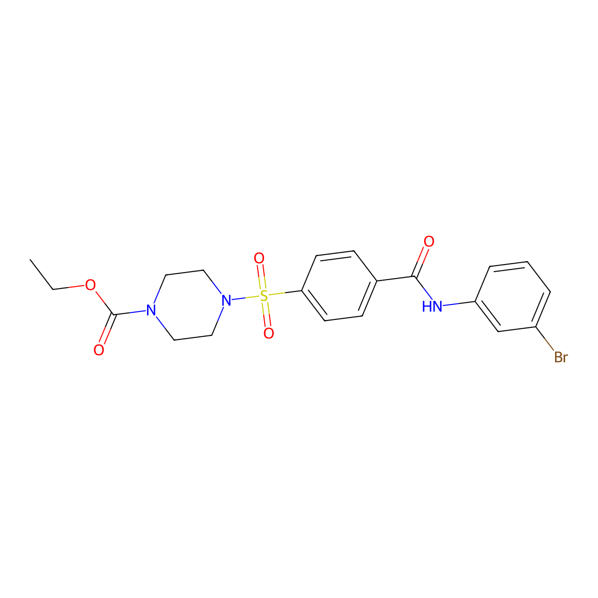 Ethyl 4-[4-[(3-bromophenyl)carbamoyl]phenyl]sulfonylpiperazine-1-carboxylate molecular structure, CAS 399000-98-7