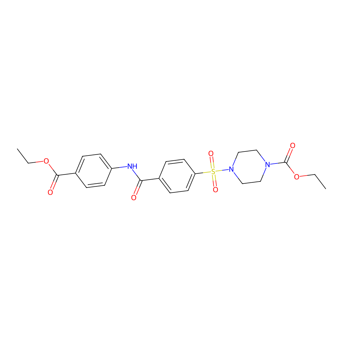 Ethyl 4-[4-[(4-ethoxycarbonylphenyl)carbamoyl]phenyl]sulfonylpiperazine-1-carboxylate molecular structure, CAS 399001-00-4