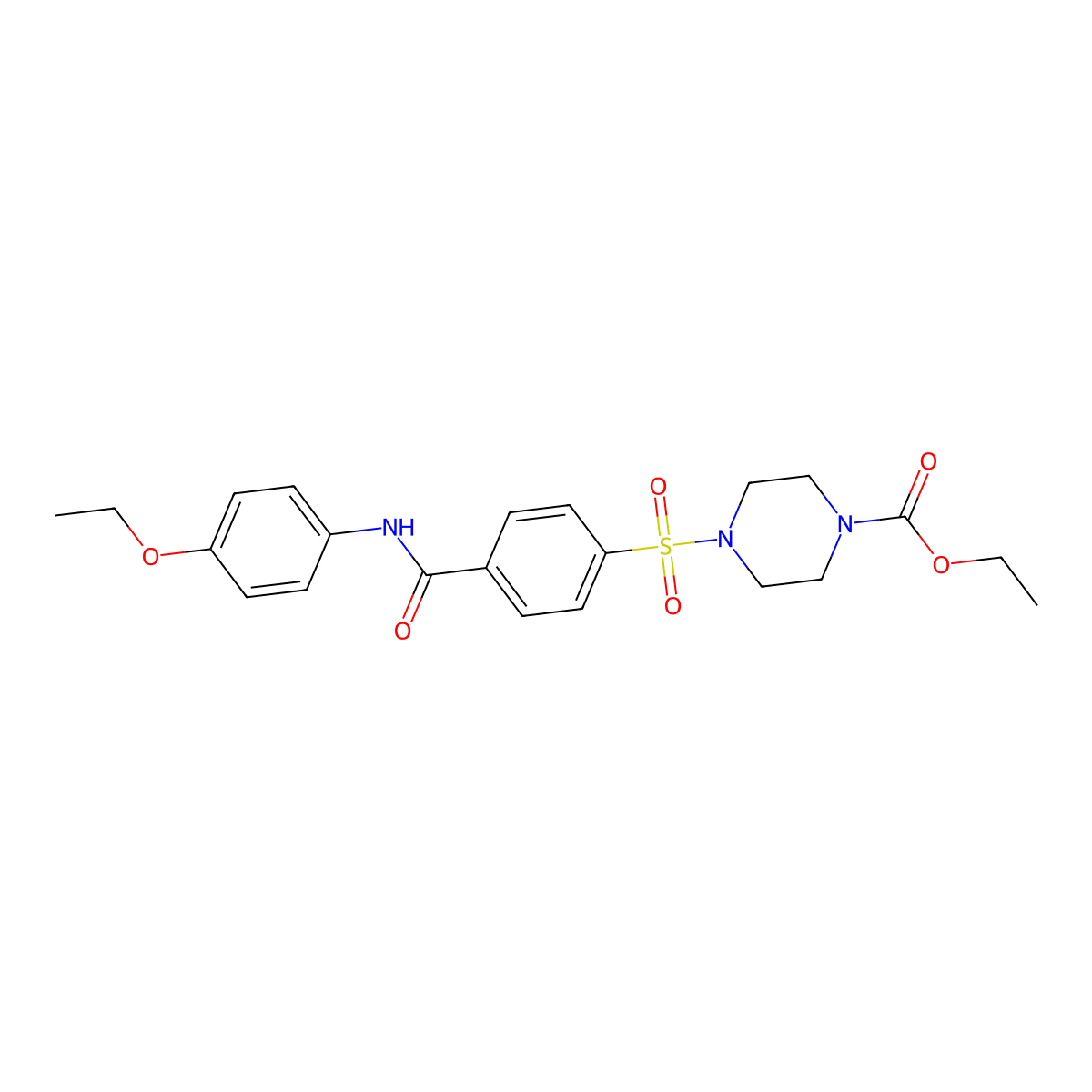 Ethyl 4-[4-[(4-ethoxyphenyl)carbamoyl]phenyl]sulfonylpiperazine-1-carboxylate molecular structure, CAS 399001-03-7