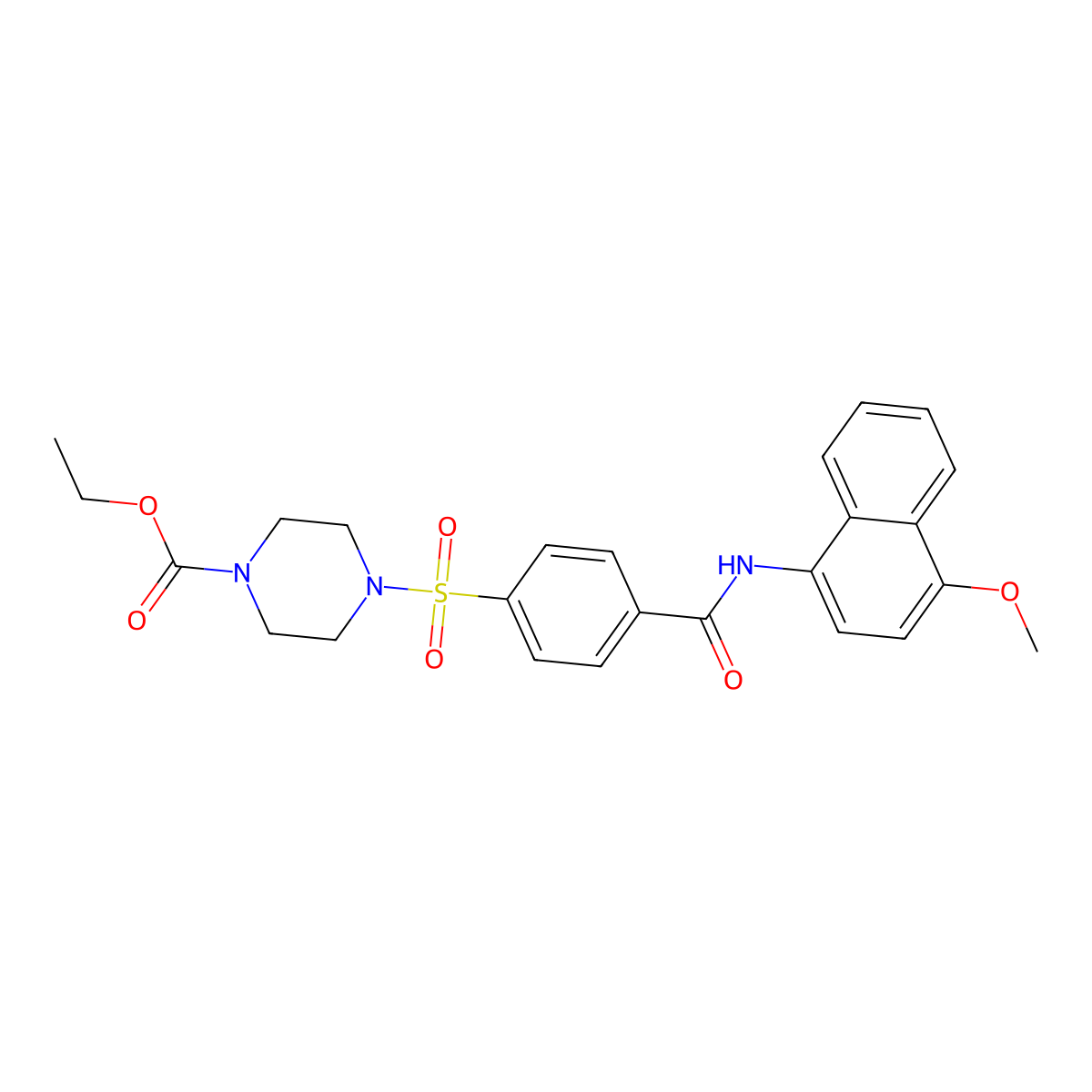 Ethyl 4-[4-[(4-methoxynaphthalen-1-yl)carbamoyl]phenyl]sulfonylpiperazine-1-carboxylate molecular structure, CAS 399001-09-3