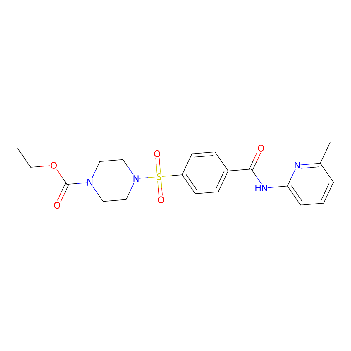 Ethyl 4-[4-[(6-methylpyridin-2-yl)carbamoyl]phenyl]sulfonylpiperazine-1-carboxylate molecular structure, CAS 399001-14-0