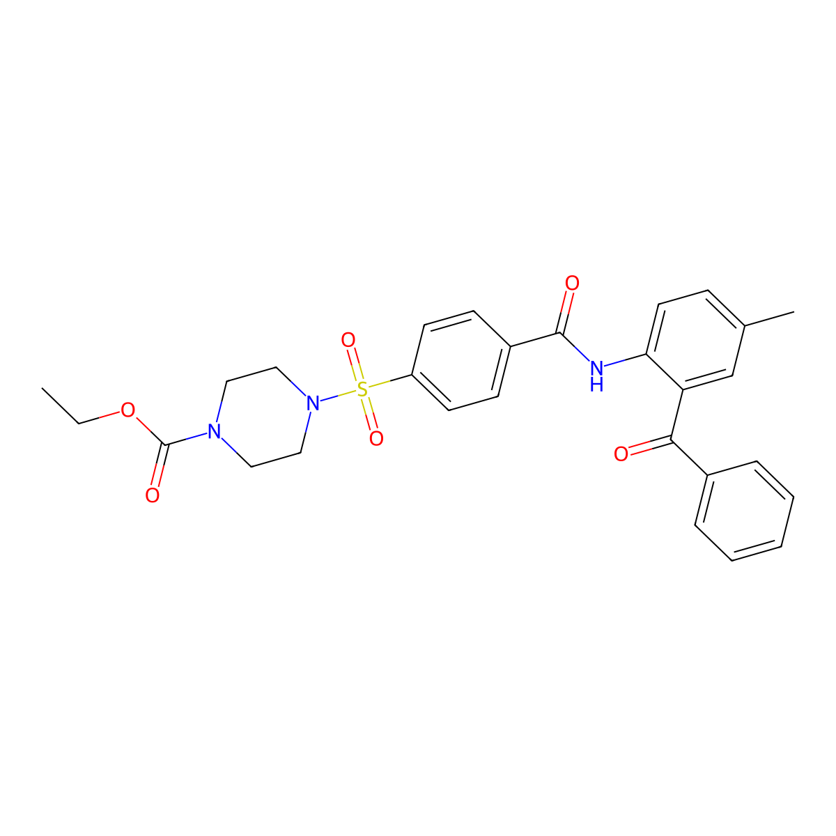 Ethyl 4-((4-((2-benzoyl-4-methylphenyl)carbamoyl)phenyl)sulfonyl)piperazine-1-carboxylate molecular structure, CAS 399001-20-8