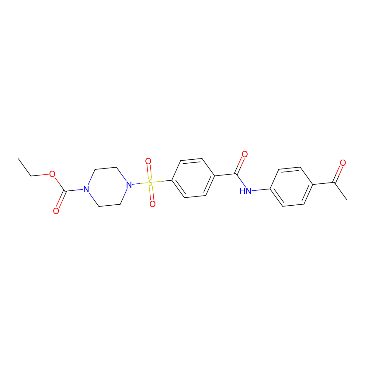 Ethyl 4-[4-[(4-acetylphenyl)carbamoyl]phenyl]sulfonylpiperazine-1-carboxylate molecular structure, CAS 399001-23-1