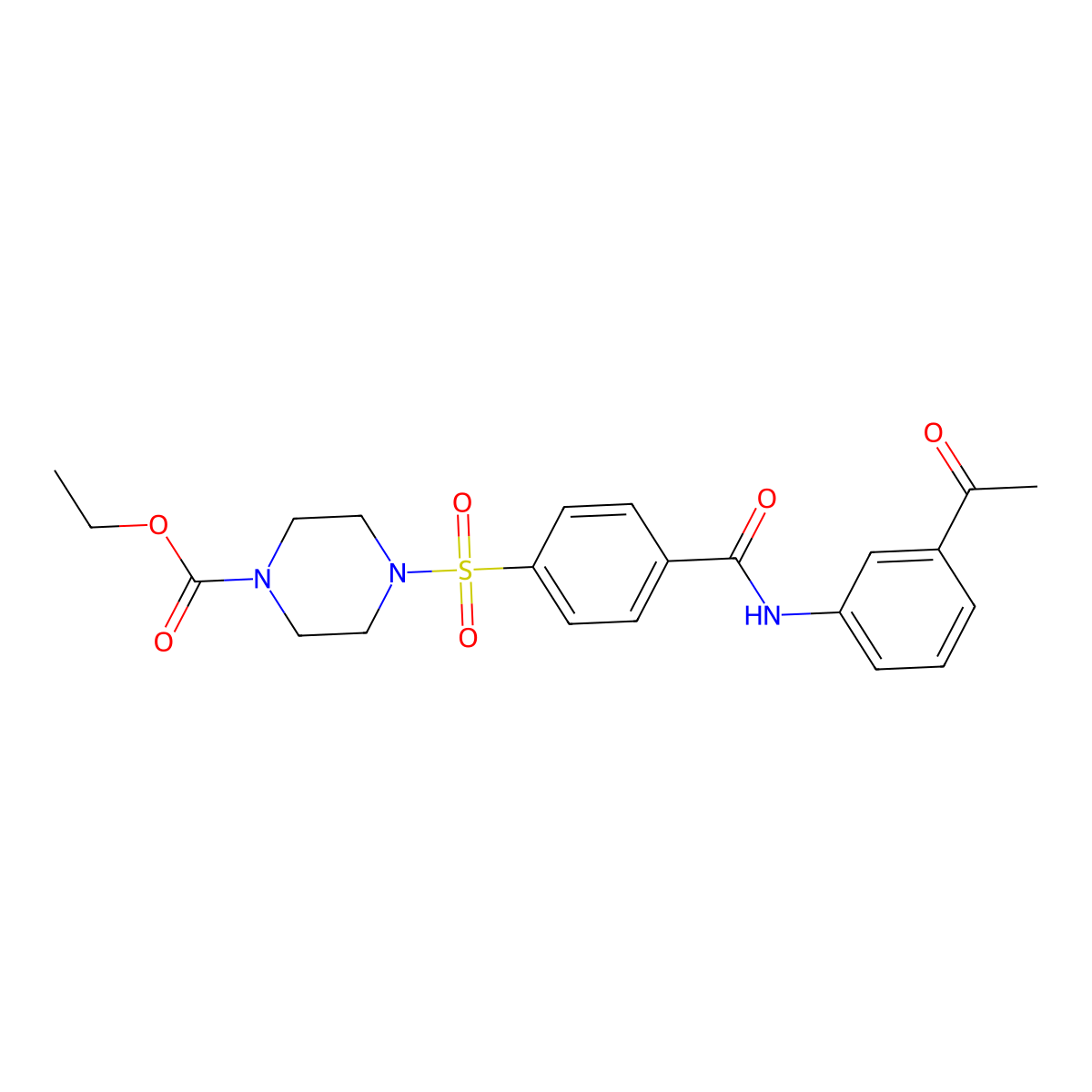 Ethyl 4-[4-[(3-acetylphenyl)carbamoyl]phenyl]sulfonylpiperazine-1-carboxylate molecular structure, CAS 399001-26-4