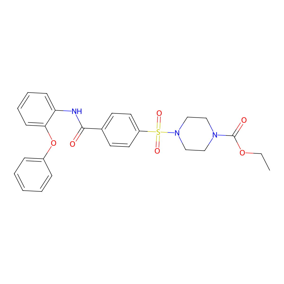 Ethyl 4-[4-[(2-phenoxyphenyl)carbamoyl]phenyl]sulfonylpiperazine-1-carboxylate molecular structure, CAS 399001-29-7
